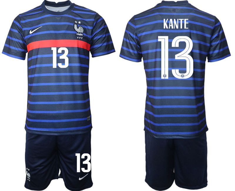 Men 2020-2021 European Cup France home blue #13 Soccer Jersey->customized soccer jersey->Custom Jersey